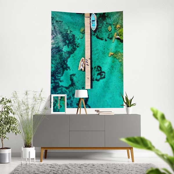 Turkuaz Deniz ve İskele Manzaralı Duvar Örtüsü 11817