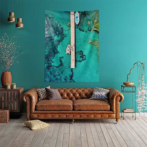 Turkuaz Deniz ve İskele Manzaralı Duvar Örtüsü 11817