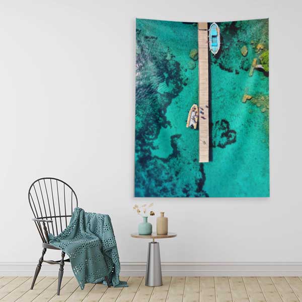 Turkuaz Deniz ve İskele Manzaralı Duvar Örtüsü 11817