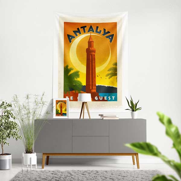 Antalya Yivli Minare Temalı Duvar Örtüsü 11828