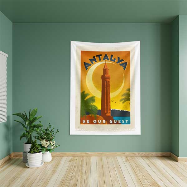 Antalya Yivli Minare Temalı Duvar Örtüsü 11828