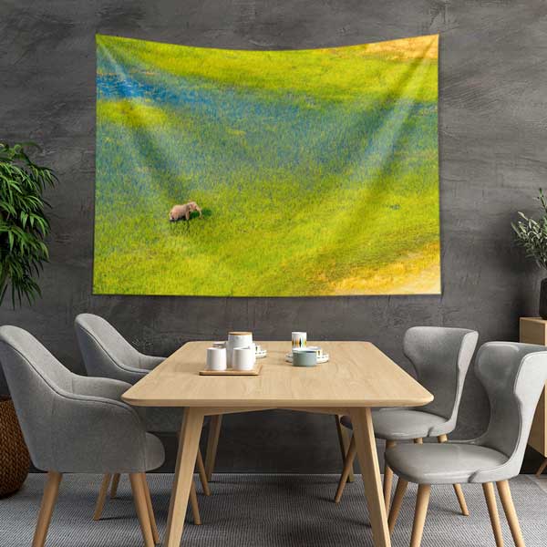 tapestry-wall-art-14274-03 Afrika Savanası ve Gergedan Doğa Manzarası Duvar Örtüsü Kumaş Baskı 14274