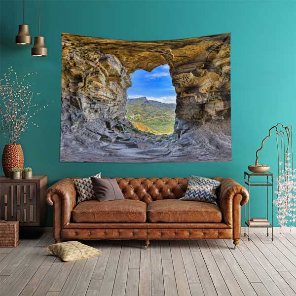 tapestry-wall-art-14288-01 Doğal Kaya Kemeri ve Vadi Manzarası Duvar Örtüsü Kumaş Baskı 14288