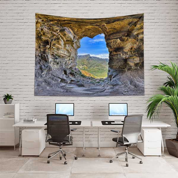 tapestry-wall-art-14288-02 Doğal Kaya Kemeri ve Vadi Manzarası Duvar Örtüsü Kumaş Baskı 14288