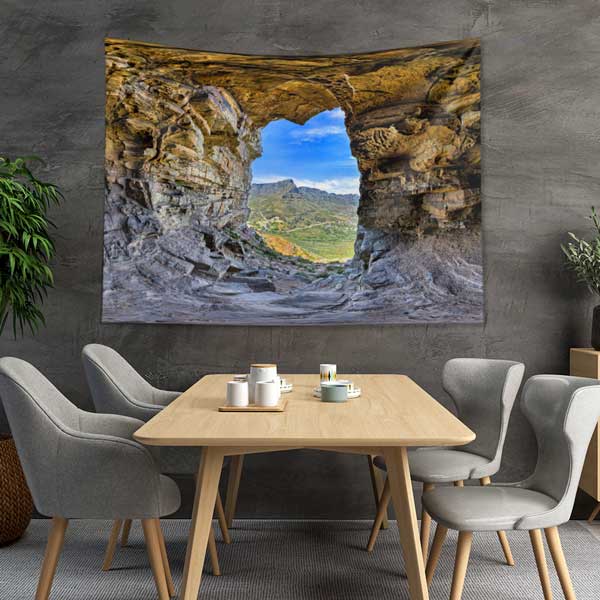 tapestry-wall-art-14288-03 Doğal Kaya Kemeri ve Vadi Manzarası Duvar Örtüsü Kumaş Baskı 14288