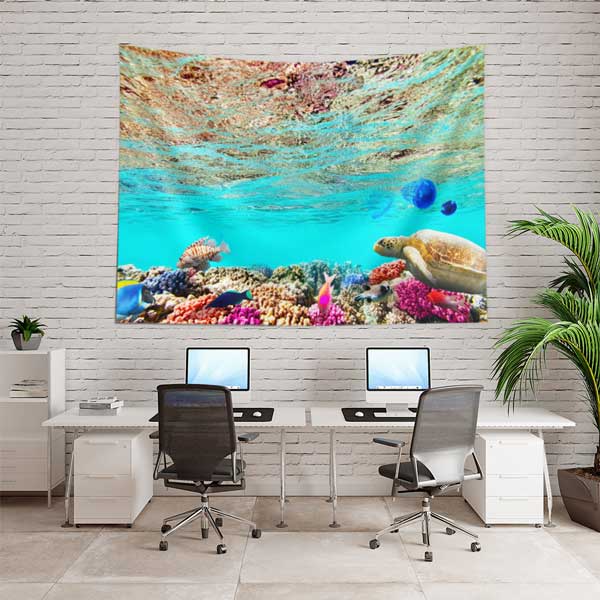 Deniz Kaplumbağası Su Altı Manzarası Duvar Örtüsü 14309