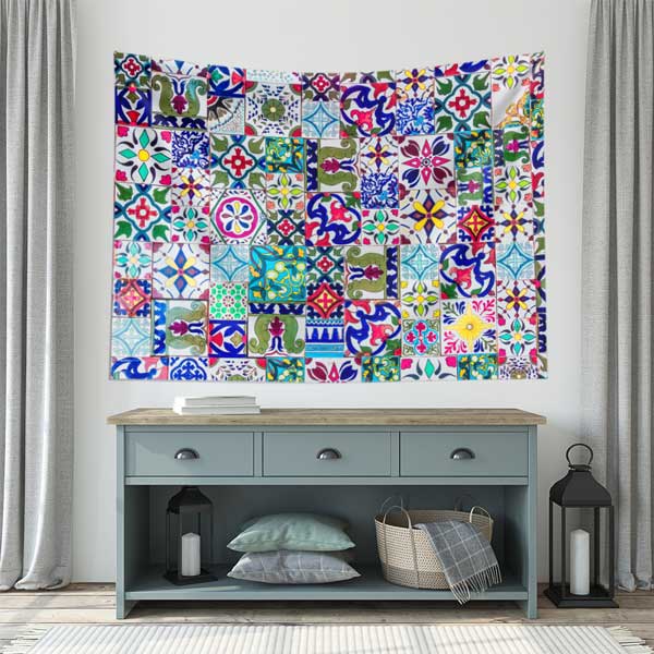 Mozaik Kareli Çok Renkli Duvar Örtüsü 10529
