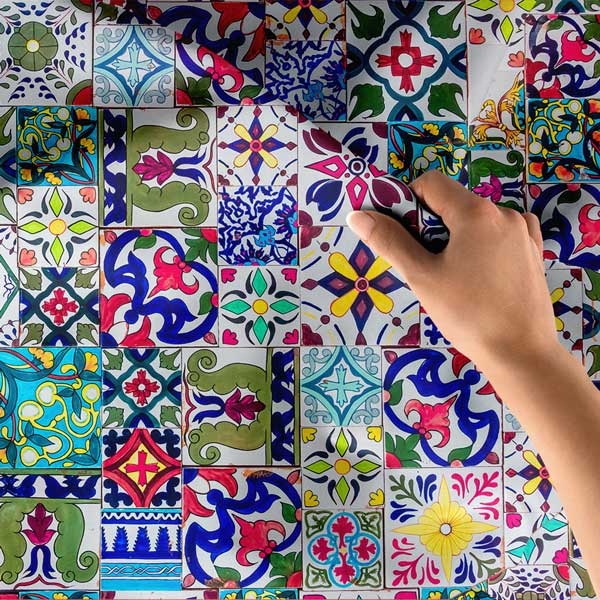 Mozaik Kareli Çok Renkli Duvar Örtüsü 10529