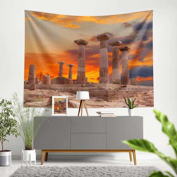 Gün Batımında Antik Sütunlar Manzarası Duvar Örtüsü 11672