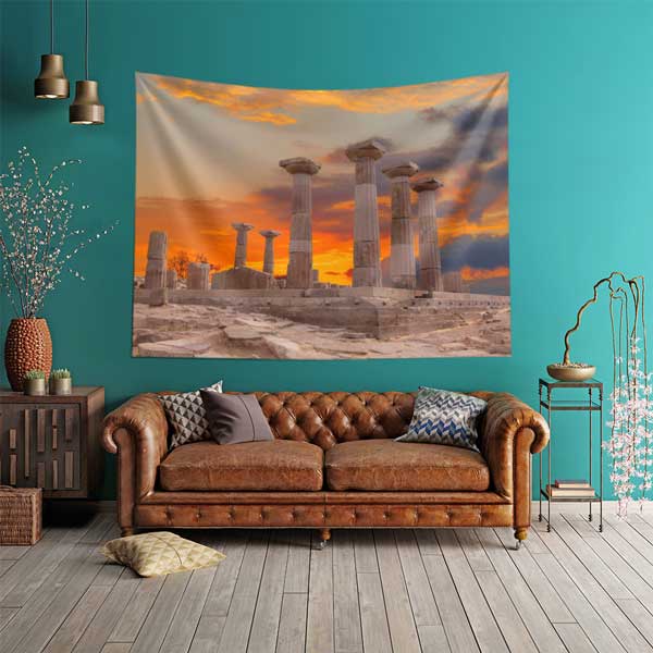 Gün Batımında Antik Sütunlar Manzarası Duvar Örtüsü 11672