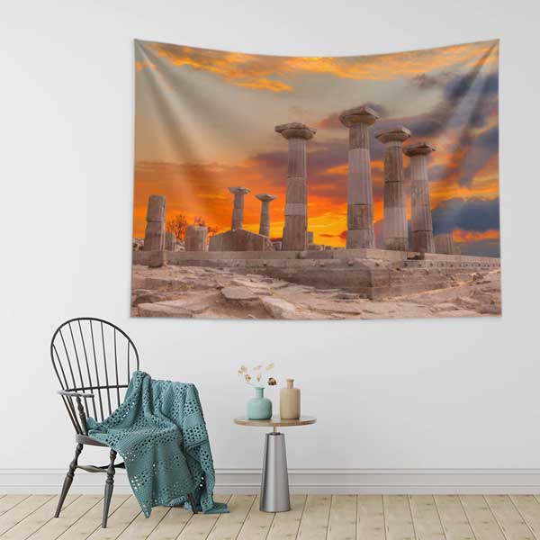 Gün Batımında Antik Sütunlar Manzarası Duvar Örtüsü 11672