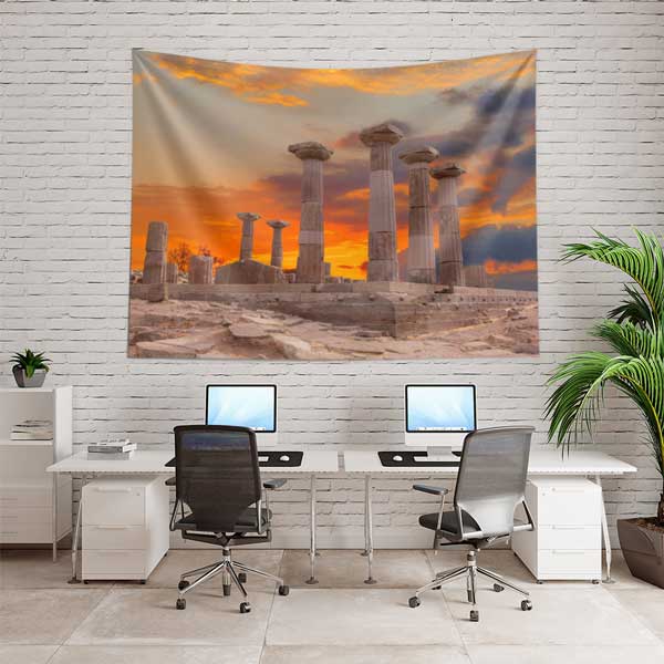 Gün Batımında Antik Sütunlar Manzarası Duvar Örtüsü 11672