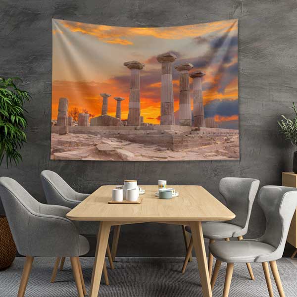 Gün Batımında Antik Sütunlar Manzarası Duvar Örtüsü 11672