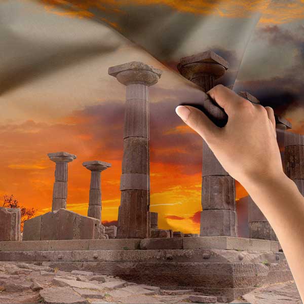 Gün Batımında Antik Sütunlar Manzarası Duvar Örtüsü 11672