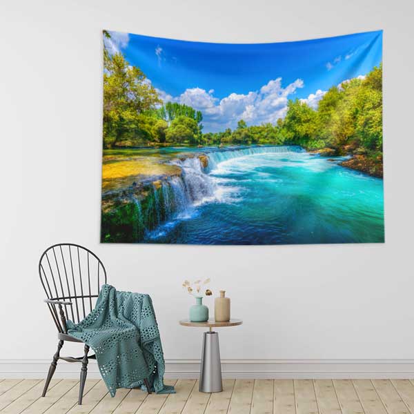 Turkuaz Akarsu ve Şelale Manzarası Duvar Örtüsü 11689