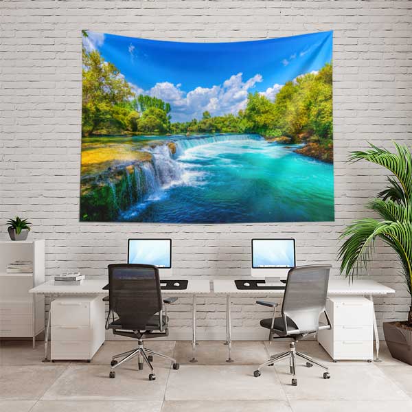 Turkuaz Akarsu ve Şelale Manzarası Duvar Örtüsü 11689