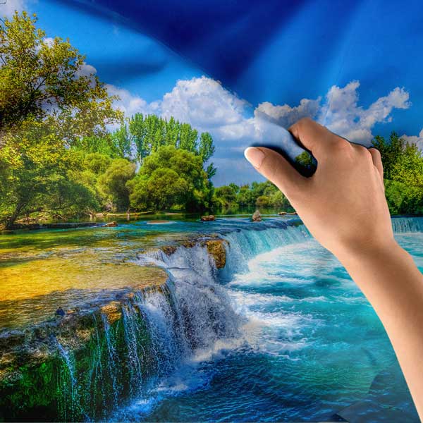 Turkuaz Akarsu ve Şelale Manzarası Duvar Örtüsü 11689