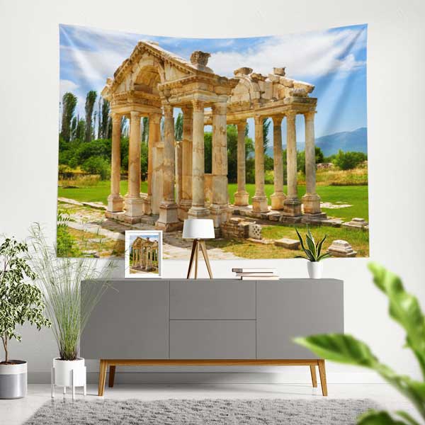 Doğayla İç İçe Antik Tapınak Sütunları Manzarası Duvar Örtüsü 11693