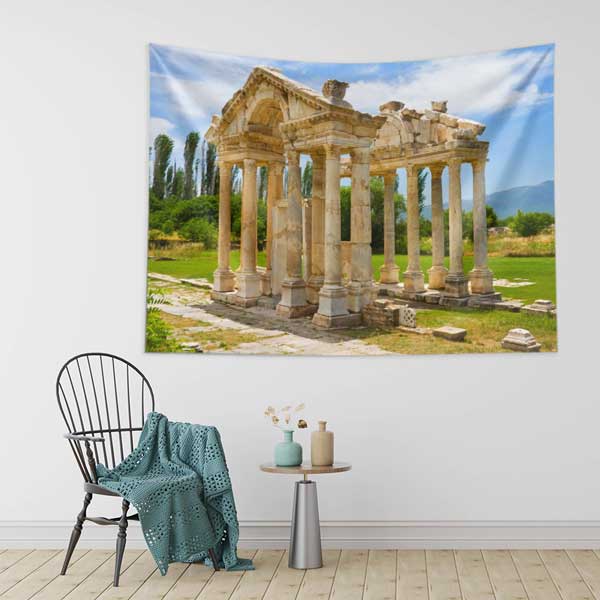 Doğayla İç İçe Antik Tapınak Sütunları Manzarası Duvar Örtüsü 11693