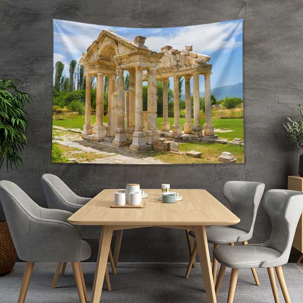 Doğayla İç İçe Antik Tapınak Sütunları Manzarası Duvar Örtüsü 11693