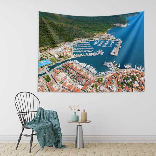 Üstten Bakış Marina ve Kıyı Yerleşimi Duvar Örtüsü 11698