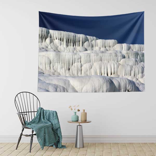Pamukkale Travertenleri Doğa Manzarası Duvar Örtüsü Kumaş Baskı 11716