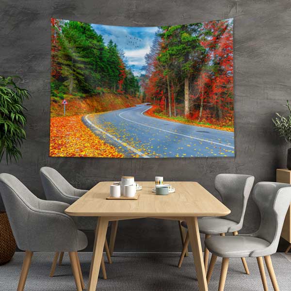 Balat Renkli Tarihi Evler İstanbul Duvar Örtüsü Kumaş Baskı 11732