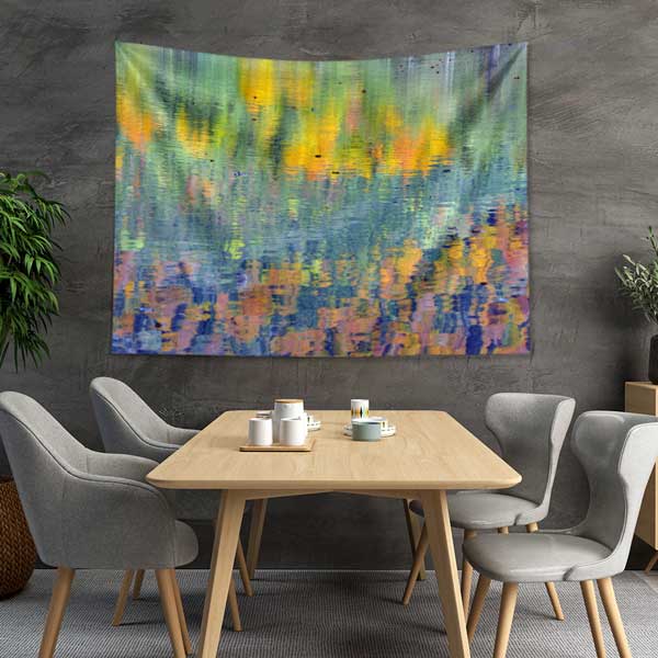 Soyut Renkli Su Yansımaları Manzaralı Duvar Örtüsü Kumaş Baskı 11760