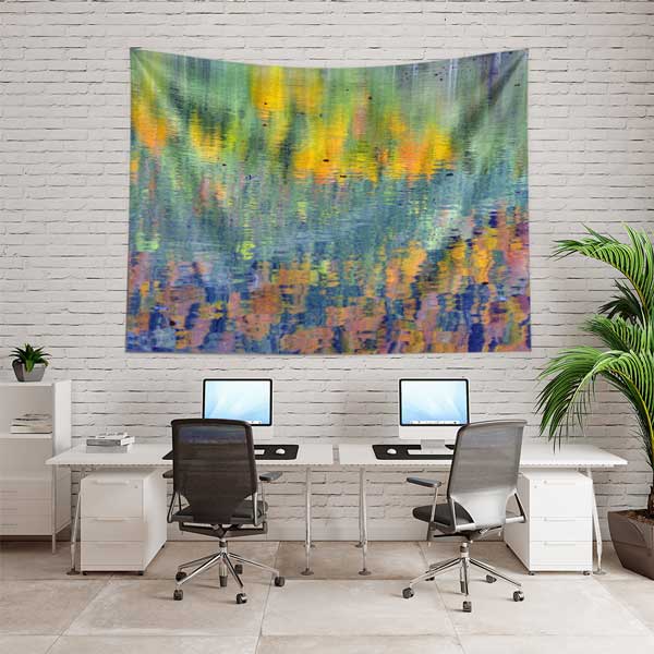Soyut Renkli Su Yansımaları Manzaralı Duvar Örtüsü Kumaş Baskı 11760