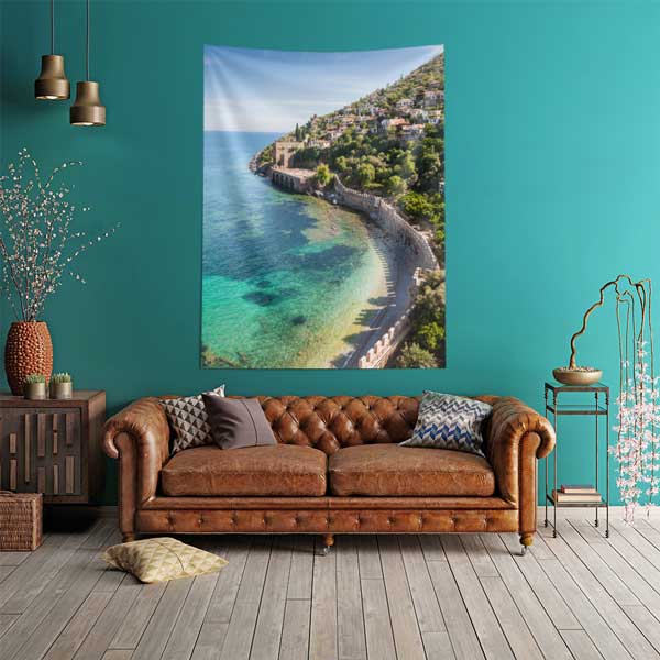 Alanya Kalesi Sahil Manzarası Duvar Örtüsü Kumaş Baskı 11811