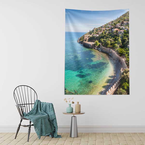 Alanya Kalesi Sahil Manzarası Duvar Örtüsü Kumaş Baskı 11811