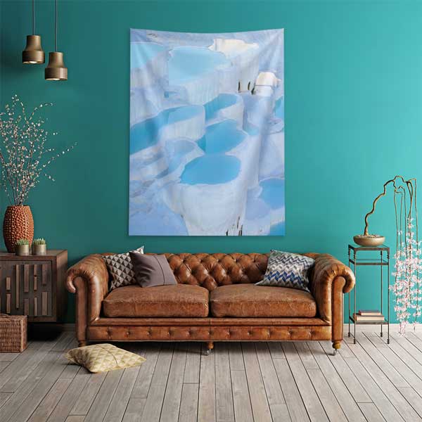 Traverten Teraslar ve Turkuaz Havuzlar Duvar Örtüsü 11819