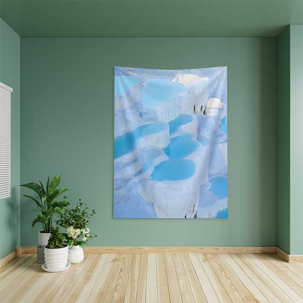 Traverten Teraslar ve Turkuaz Havuzlar Duvar Örtüsü 11819