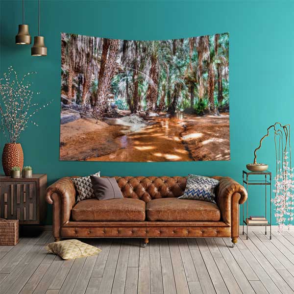 Afrika Palmiye Vahası Doğa Manzarası Duvar Örtüsü Kumaş Baskı 14272