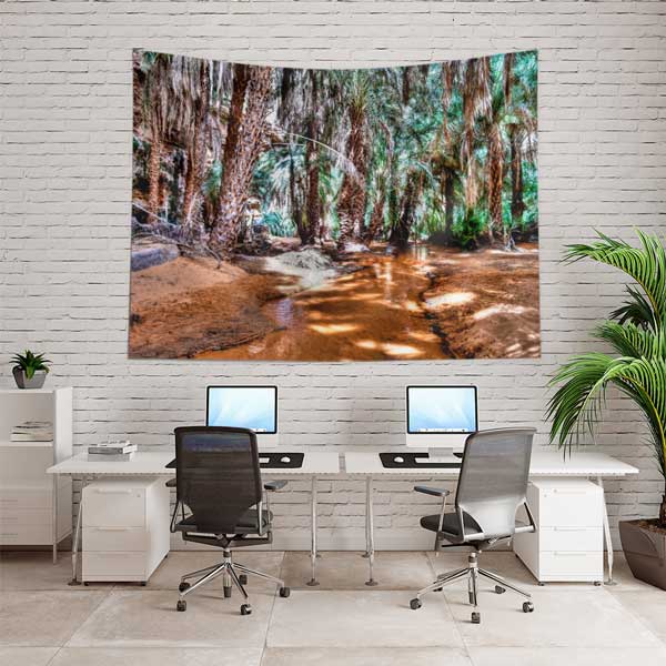 Afrika Palmiye Vahası Doğa Manzarası Duvar Örtüsü Kumaş Baskı 14272