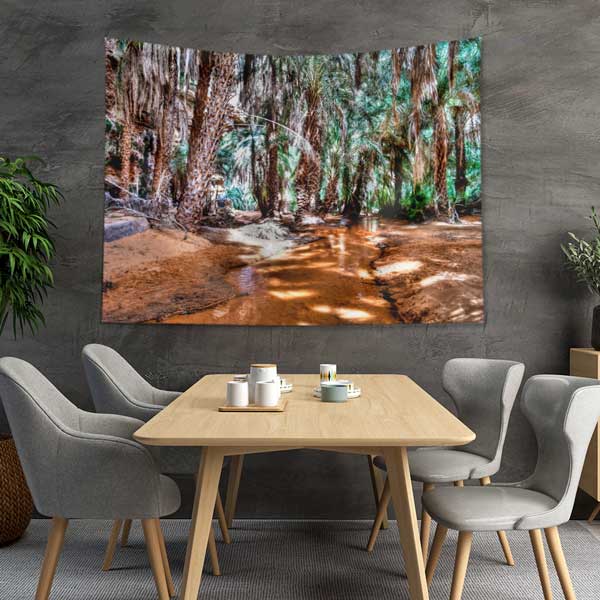 Afrika Palmiye Vahası Doğa Manzarası Duvar Örtüsü Kumaş Baskı 14272