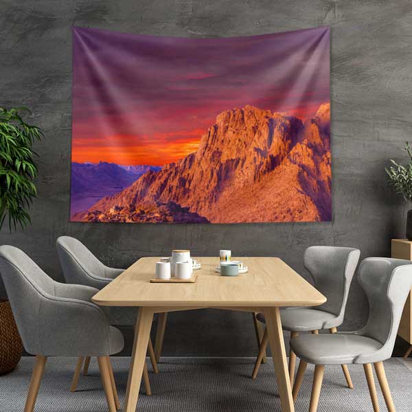 Gün Batımı Işıklarında Kayalık Dağ Manzarası Duvar Örtüsü Kumaş Baskı 14289