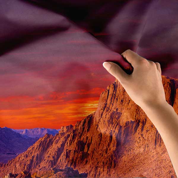 Gün Batımı Işıklarında Kayalık Dağ Manzarası Duvar Örtüsü Kumaş Baskı 14289