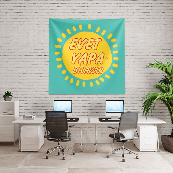 Evet Yapabilirsin Yazılı Motivasyon Temalı Duvar Örtüsü 7657