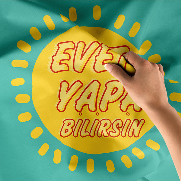 Evet Yapabilirsin Yazılı Motivasyon Temalı Duvar Örtüsü 7657