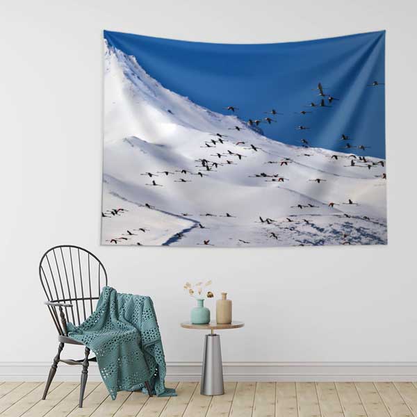 Karlı Dağlar ve Kuşlar Duvar Örtüsü 11751