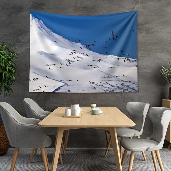 Karlı Dağlar ve Kuşlar Duvar Örtüsü 11751