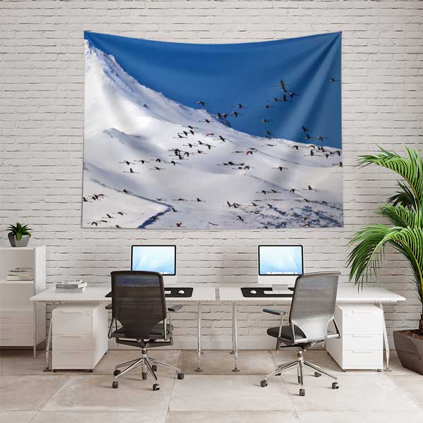 Karlı Dağlar ve Kuşlar Duvar Örtüsü 11751