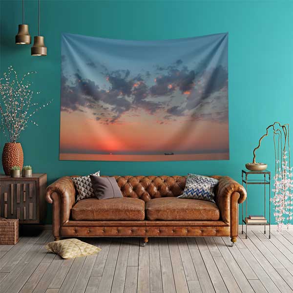 Gün Batımı Gökyüzü Manzaralı Duvar Örtüsü Kumaş Baskı 11756
