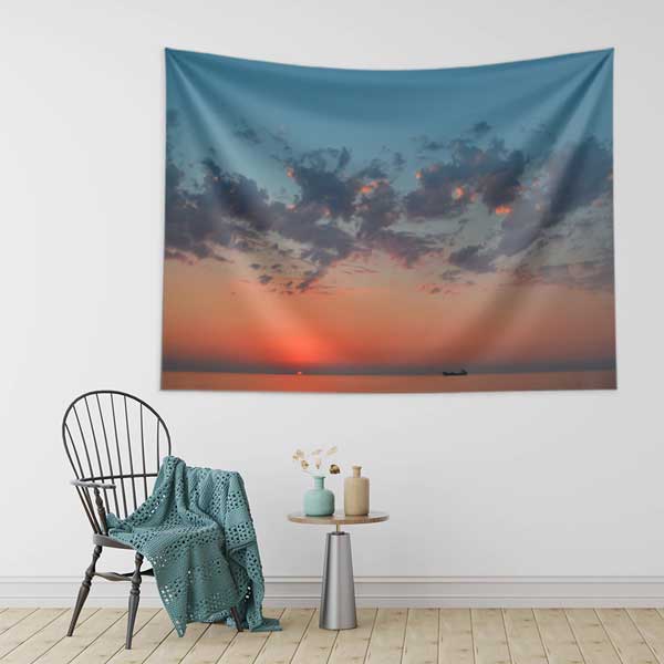 Gün Batımı Gökyüzü Manzaralı Duvar Örtüsü Kumaş Baskı 11756