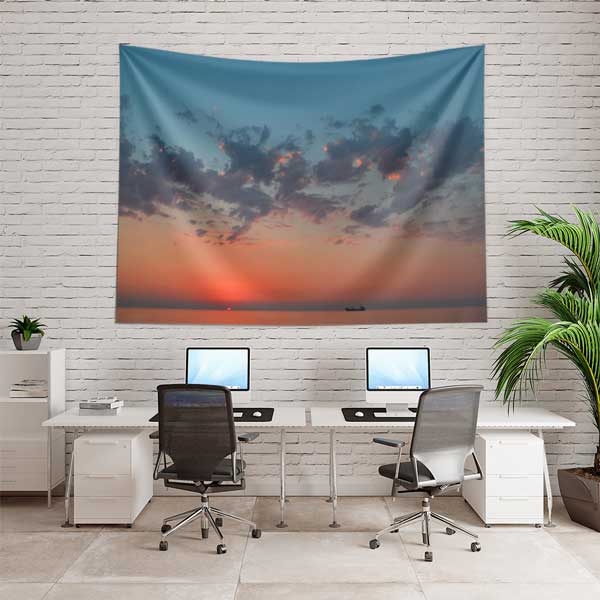 Gün Batımı Gökyüzü Manzaralı Duvar Örtüsü Kumaş Baskı 11756