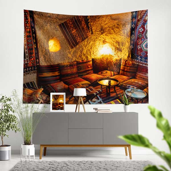 Geleneksel Anadolu Otantik Oda Temalı Duvar Örtüsü Kumaş Baskı 11782