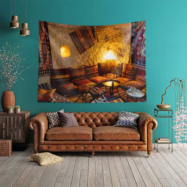 Geleneksel Anadolu Otantik Oda Temalı Duvar Örtüsü Kumaş Baskı 11782