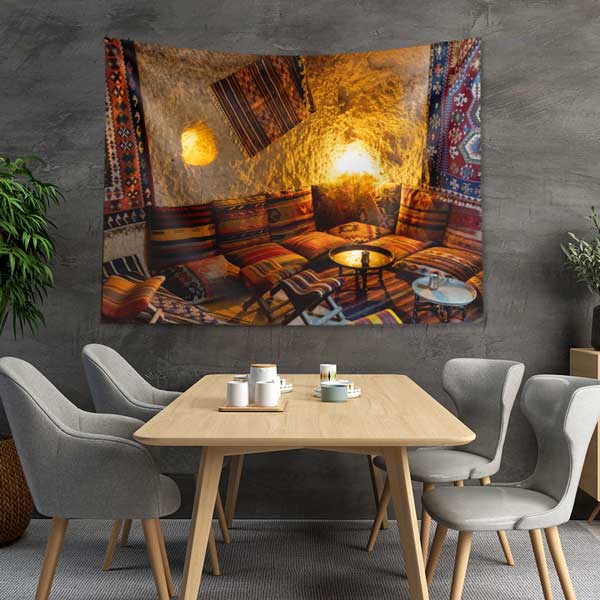 Geleneksel Anadolu Otantik Oda Temalı Duvar Örtüsü Kumaş Baskı 11782