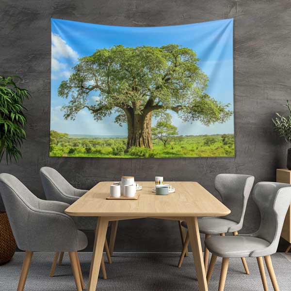 Afrika Baobab Ağacı Doğa Manzarası Duvar Örtüsü Kumaş Baskı 14269